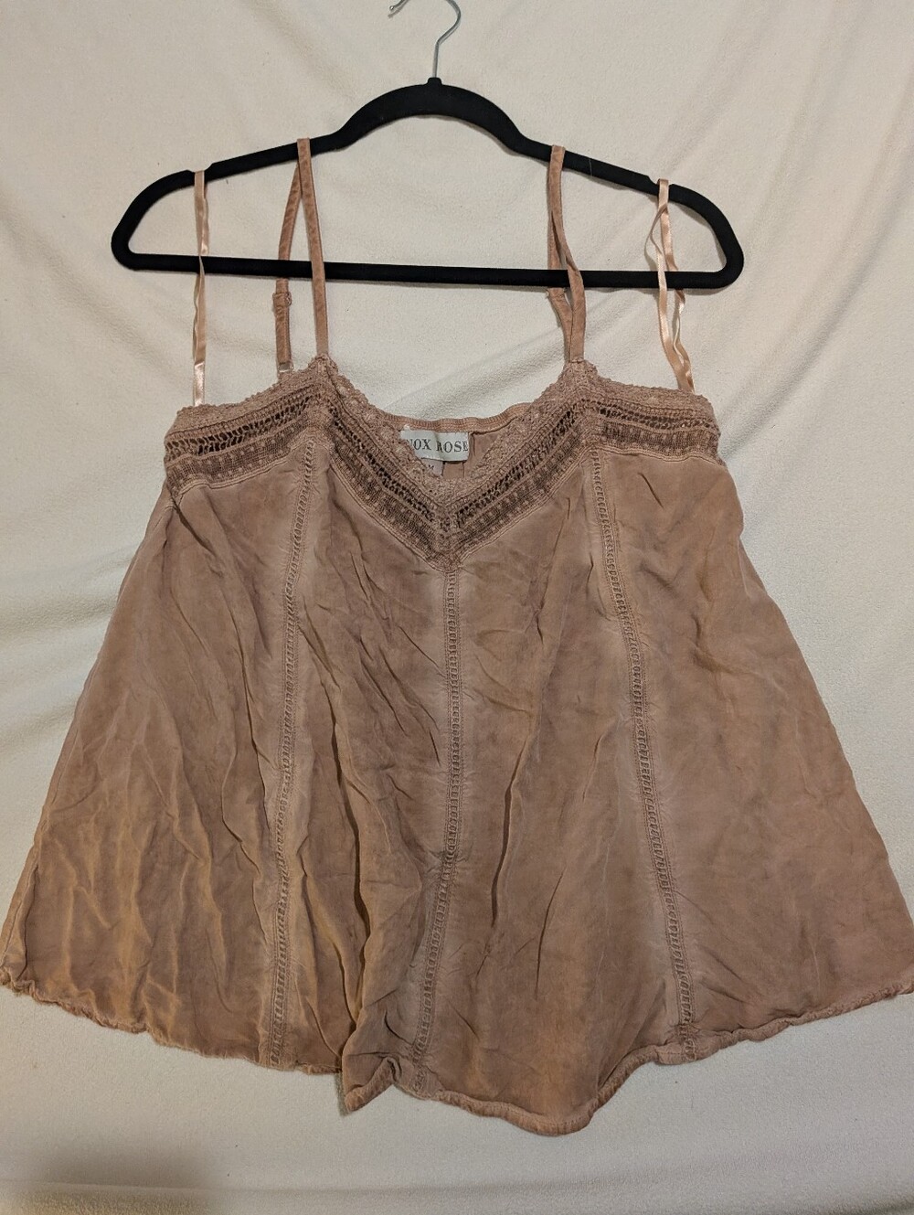 Knox Rose Mauve-Taupe Crochet-Trim Slip Cami
